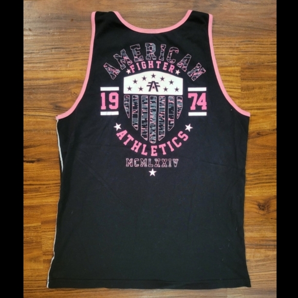 Men's American Fighter Buckle Black & Neon Pink Tank Top - Picture 2 of 5